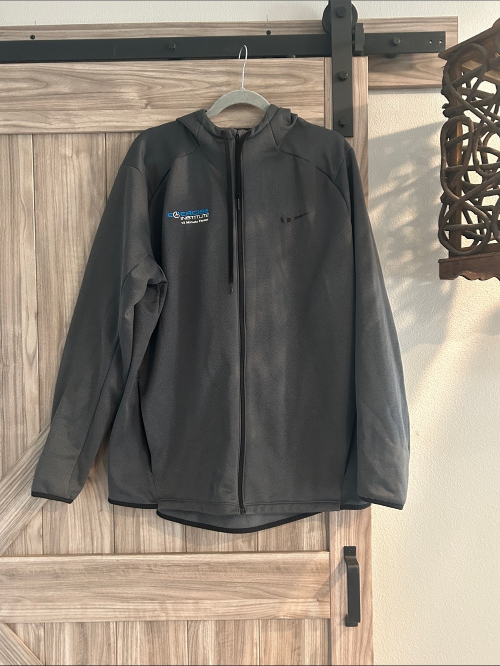 Nike Dark Gray Full-Zip Hooded Jacket with Subtle Logo Size XL